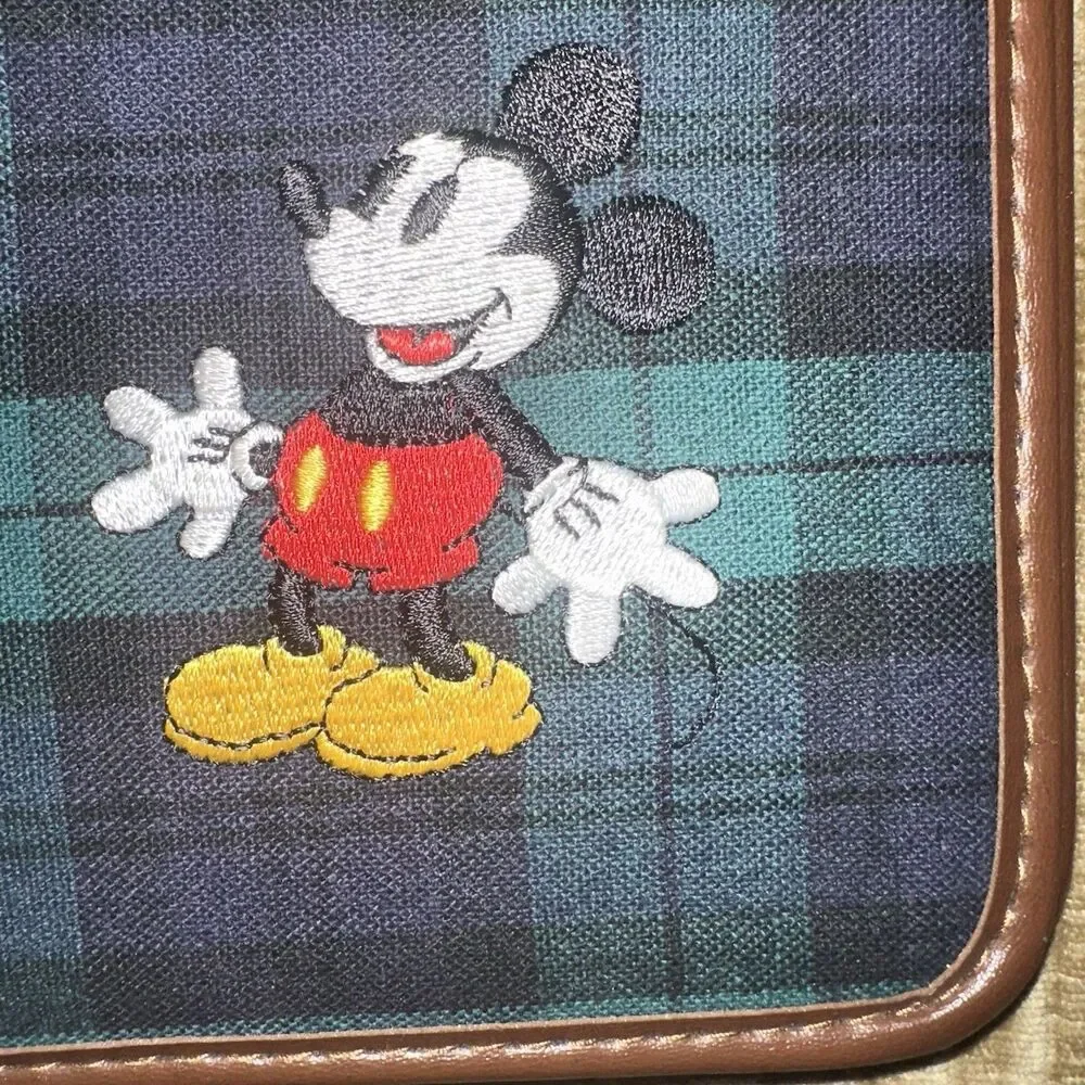 Disney Store Mickey Mouse Plaid Blue Green Organizer Portfolio Notebook